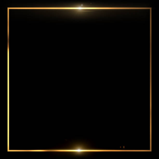 istock Gold metal glitter and shiny frame isolated on black background 1200425369