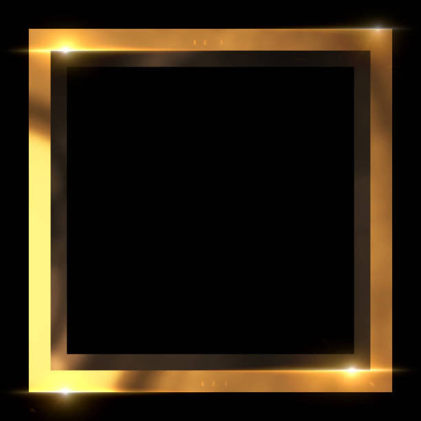 istock Gold metal glitter and shiny frame isolated on black background 1200425381