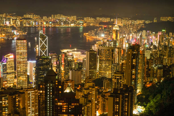 istock Hong Kong night view seen from Victoria Peak 1200425407