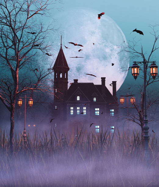 istock Haunted manor scene for halloween,3d rendering 1200425506