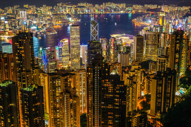 istock Hong Kong night view seen from Victoria Peak 1200425574