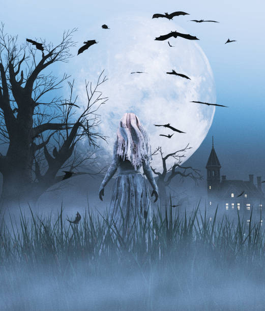 istock Ghost bride in halloween night,3d illustration 1200425662