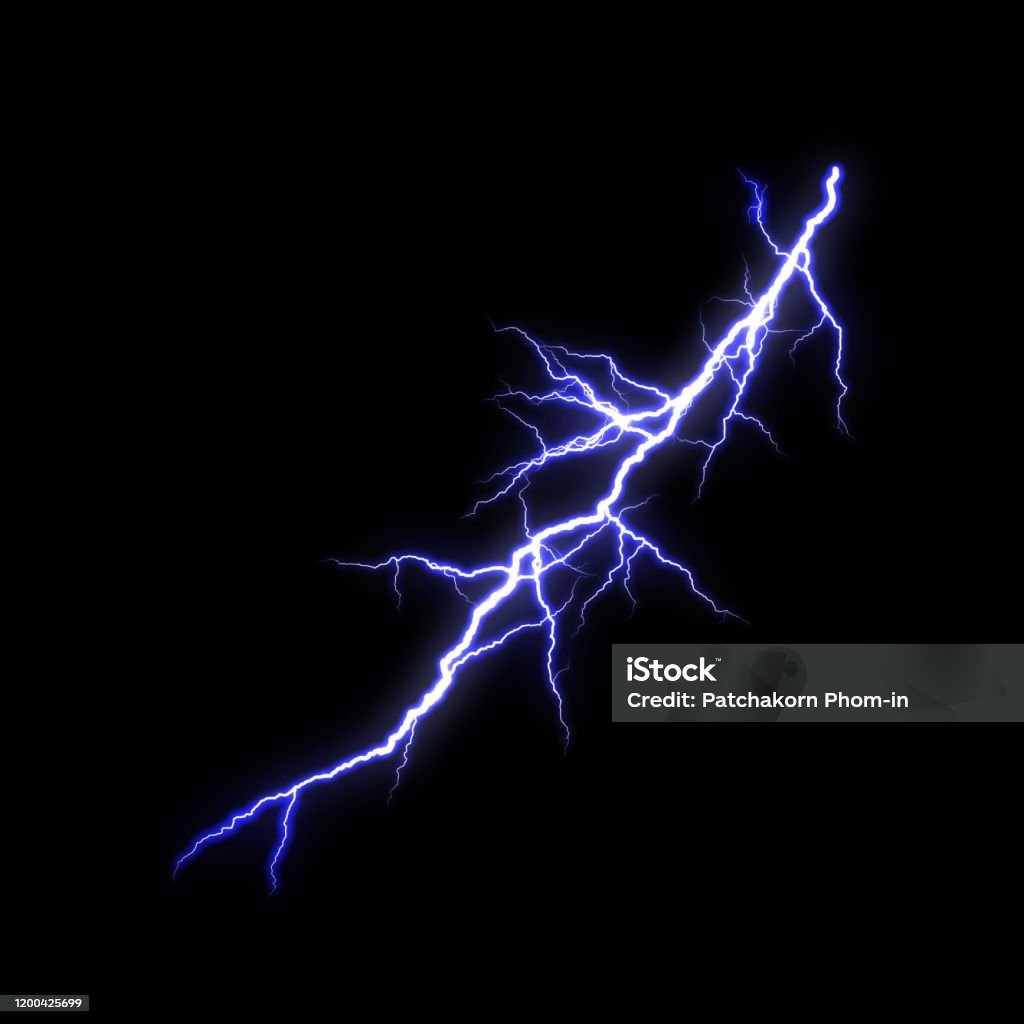 Blue Lightning Flash Thunderbolt Bị Cô Lập Trên Nền Đen Hình ảnh ...