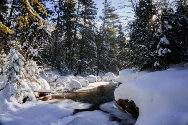 New England Snow Hike stock photo