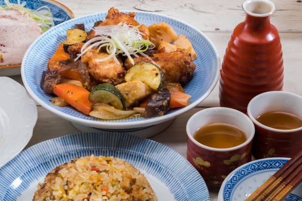 istock Sweet and sour pork and fried rice 1200434100
