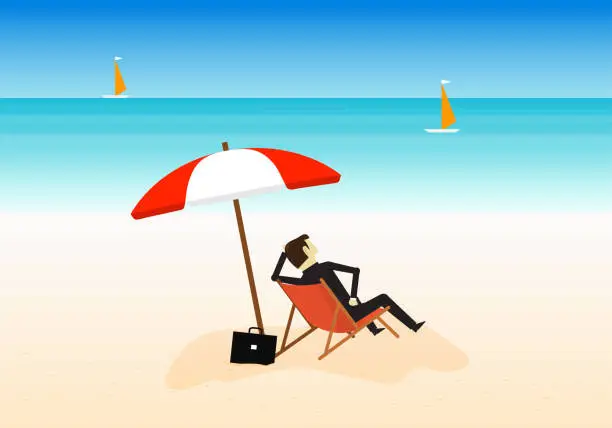 Vector illustration of businessman vacation