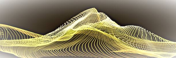istock Digital cyber space wave fabric surface mountain widescreen banner backgrounds. 3D graphic abstract technology futuristic digital backgrounds with copy space. 1200453337