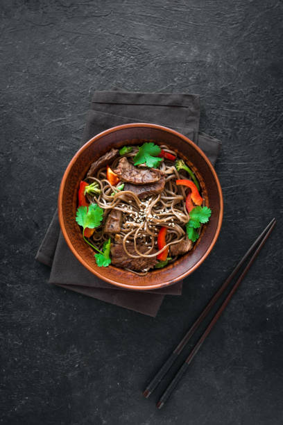 istock Stir fry with soba noodles, beef 1200458094