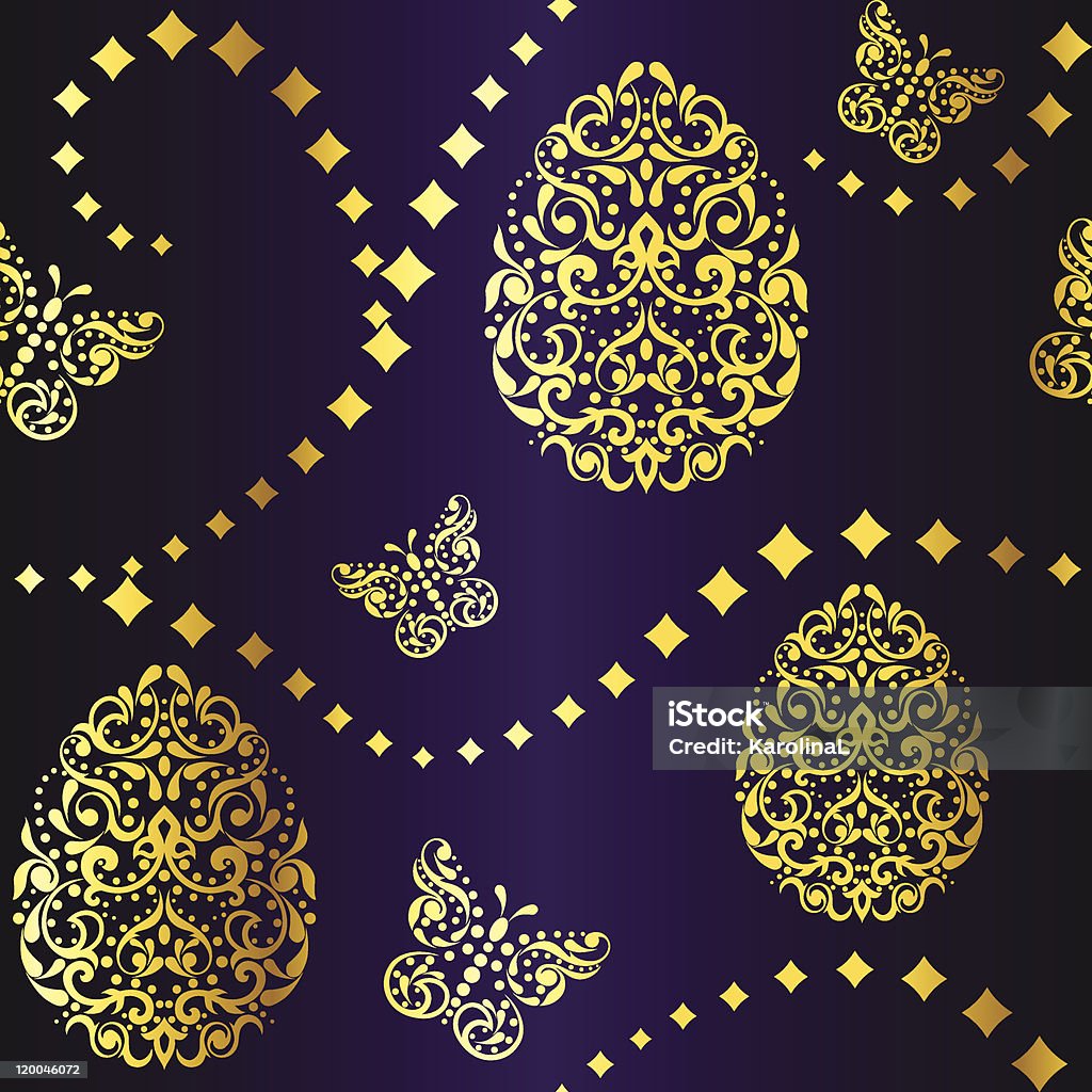 Sem costura fundo de Páscoa em roxo e dourado - Royalty-free Barroco arte vetorial