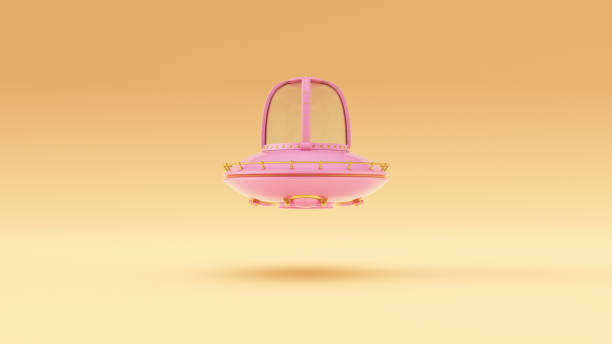 Pink Gold UFO Warm Cream Background 3d illustration 3d render