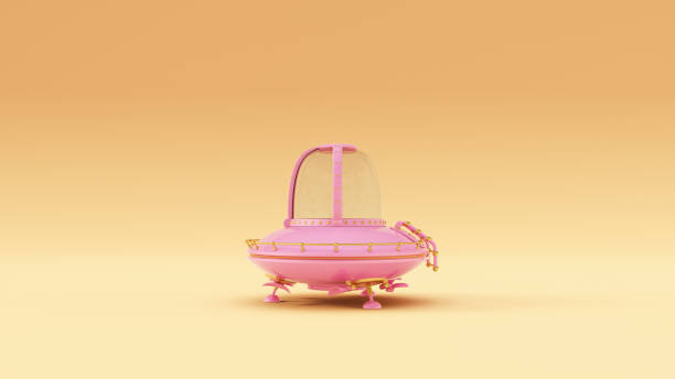 Pink Gold UFO Warm Cream Background 3d illustration 3d render