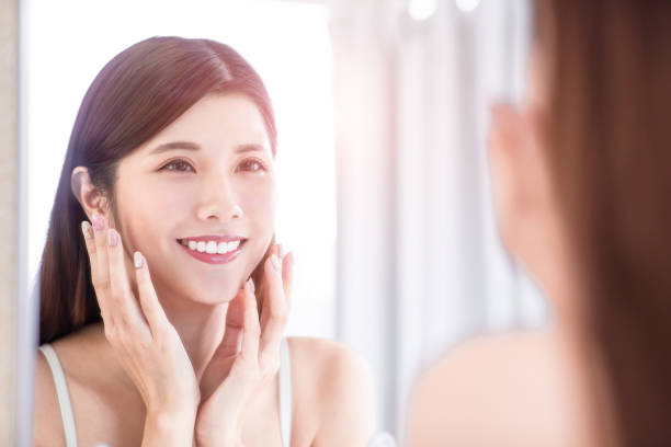 asian woman has good skin