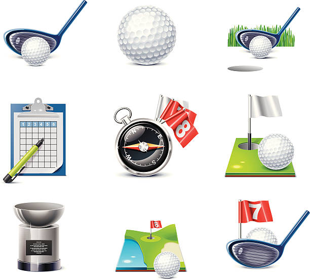 illustrations, cliparts, dessins animés et icônes de ensemble d'icônes de golf - water hazard illustrations