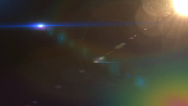 Lens Flare, Space Light, Sun Light, Abstract Black Background Lens Flare on Black Background, Solar Energy, Abstract, Sun light. sun sparkle stock pictures, royalty-free photos & images