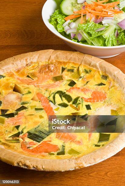 Smoked Salmon Quiche And Salad Stock Photo - Download Image Now - Baked Pastry Item, Carrot, Color Image