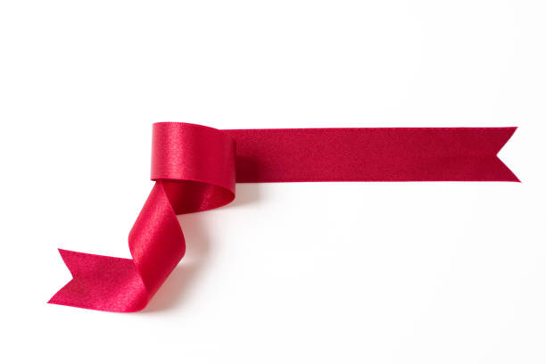 istock Red banners ribbons label on white background 1200463330