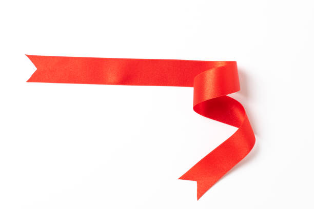 istock Red banners ribbons label on white background 1200463371