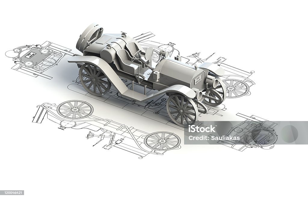 Retro carro gráficos com 3d modelo de topo - Royalty-free Carro Foto de stock