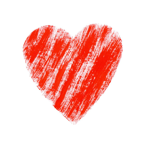 istock Red heart, love symbol, Valentine's card made by rough brush strokes. 1200464822