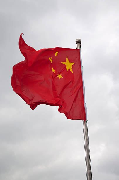 istock Chinese Flag on a Cloudy Windy Day 120046487