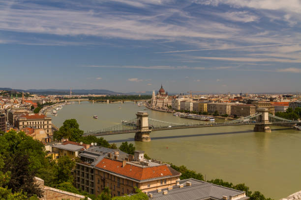 istock River Danube in Budapest Hungary, parliament and the Chain Bridge. 1200468259