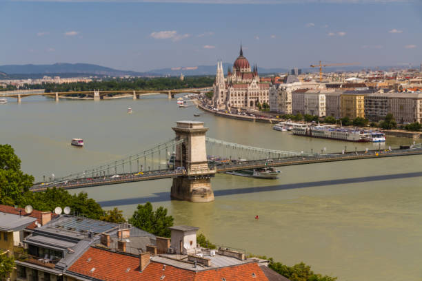 istock River Danube in Budapest Hungary, parliament and the Chain Bridge. 1200468276