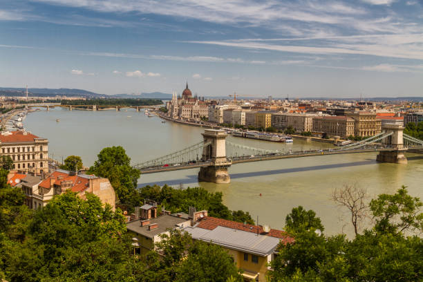 istock River Danube in Budapest Hungary, parliament and the Chain Bridge. 1200468358