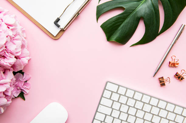 istock Home Feminine desk 1200476973
