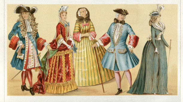 illustrazioni stock, clip art, cartoni animati e icone di tendenza di francia abbigliamento tradizionale luigi xiv xvii secolo - french renaissance