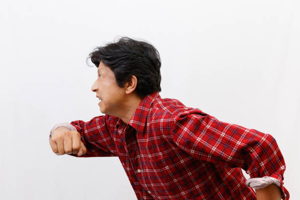 Japanese man photographed on white background