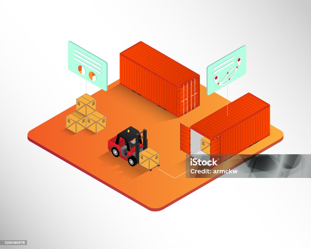 Container Loading Problem Illustration Logistic Loading Cargo To The Containers Stock Illustration - Download ...