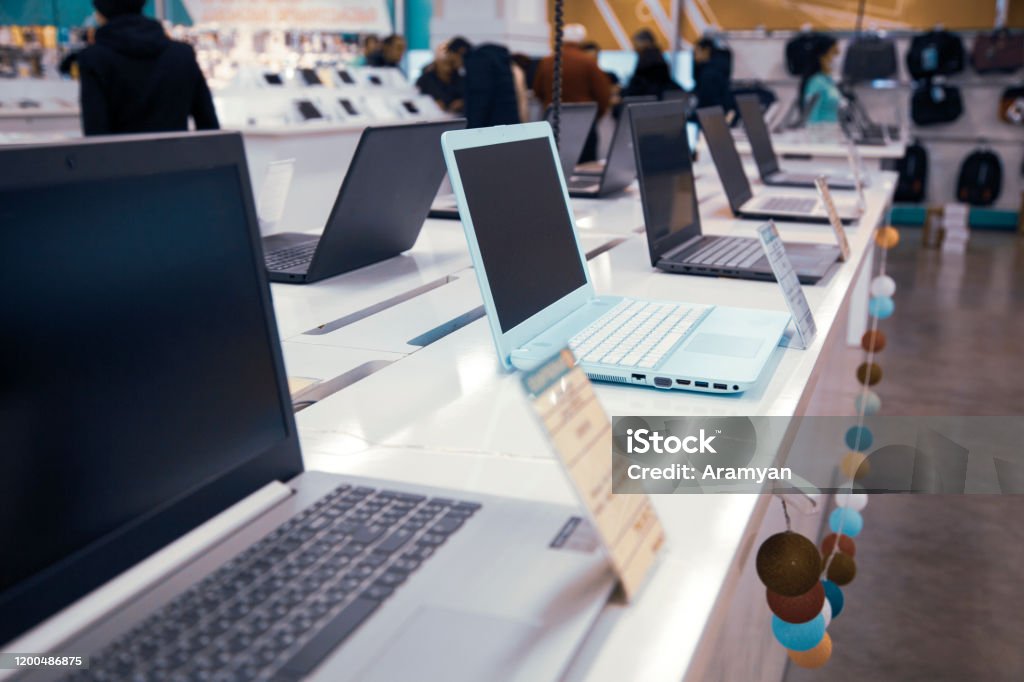 Store Computer Backround Different Computers In Store Background Stock Photo - Download Image ...