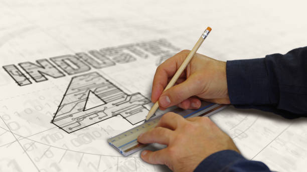 Industry 4.0 sign futuristic sketch