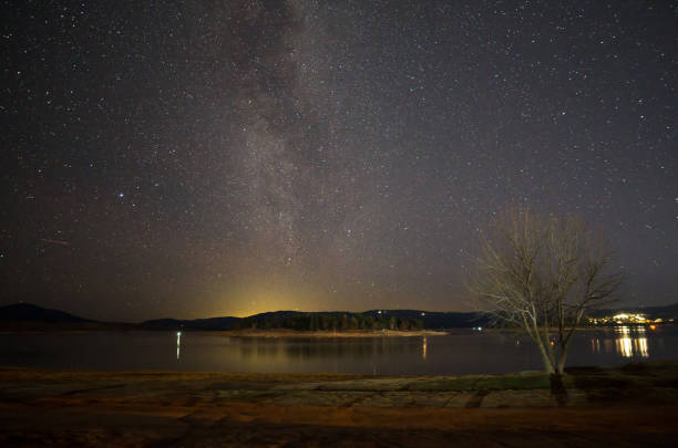istock Milky way arcing over a leafless tree on the shore of Lake Jindabyne 1200491302