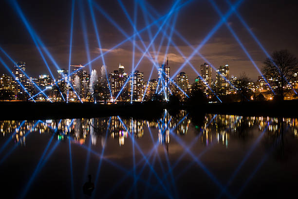 Spotlights over the city