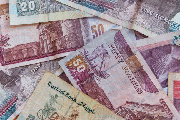istock Background of different egyptian pounds banknotes. Egyptian currency 1200497235