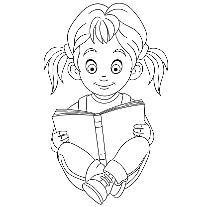 Ilustración de Página Para Colorear De La Chica De Dibujos Animados Leyendo Un Libro y más Vectores Libres de Derechos de Colorear - iStock Ilustración de Página Para Colorear De La Chica De Dibujos Animados Leyendo Un Libro y más Vectores Libres de Derechos de Colorear - iStock