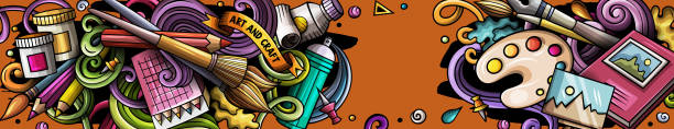 istock Artist hand drawn doodle banner. Cartoon detailed illustrations. 1200499609