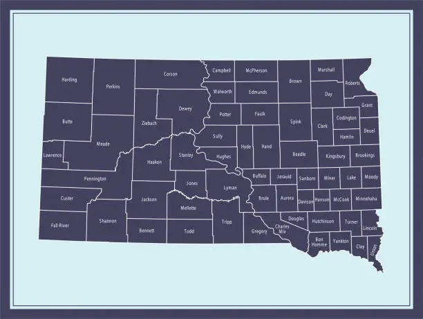 Vector illustration of South Dakota county map downloadable