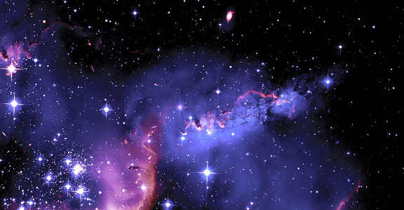 Nebula and galaxies in space. Abstract cosmos background. 3D Illustration. Elements this image furnished by NASA