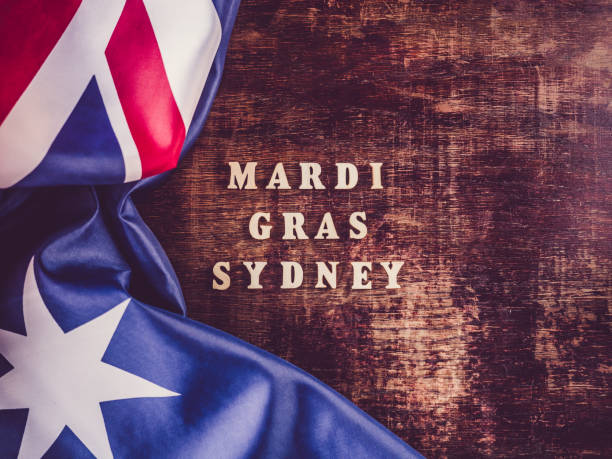 istock Mardi Gras Sydney. Beautiful card. Top view, closeup 1200509165