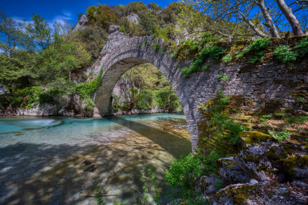 istock Old stone bridge in Klidonia Zagori, Epirus, Greece. 1200512395