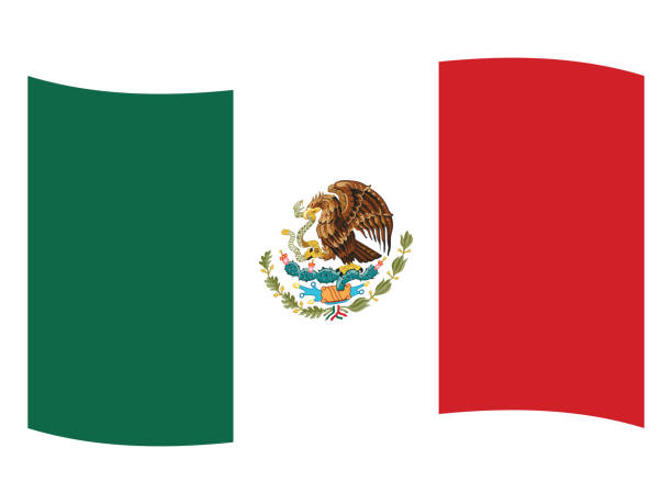 ilustraciones, imágenes clip art, dibujos animados e iconos de stock de ondeando la bandera de méxico - bandera mexicana