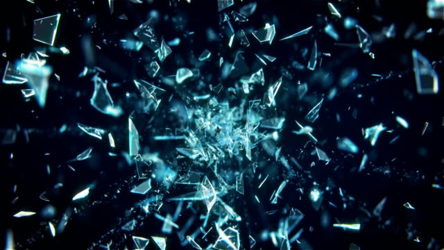 Broken Glass Exploding Against Black Background in 4K