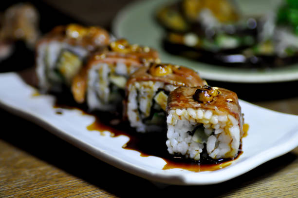 istock maki, beef maki or beef roll with Foie gras 1200516278