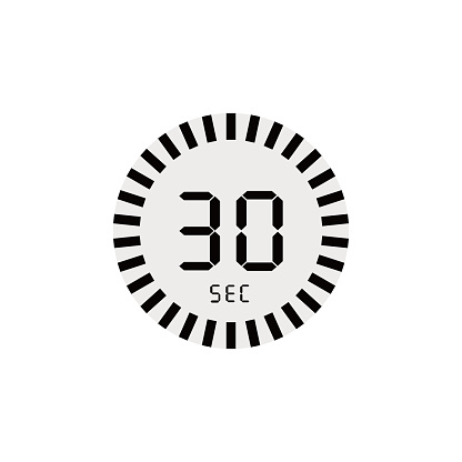 Stopwatch icon, 30 sec digital timer. clock and watch timer, countdown symbol EPS 10.