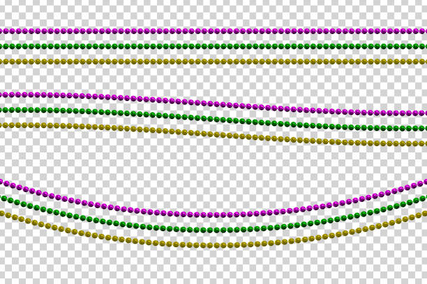Vector realistic isolated beads for Mardi Gras for template decoration and covering on the transparent background. Concept of Happy Mardi Gras. Vector realistic isolated beads for Mardi Gras for template decoration and covering on the transparent background. Concept of Happy Mardi Gras. mardi gras flyer stock illustrations