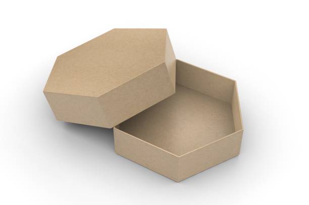 istock Blank hexagonal paper hard box for gift items and branding, 3d render illustration. 1200525669