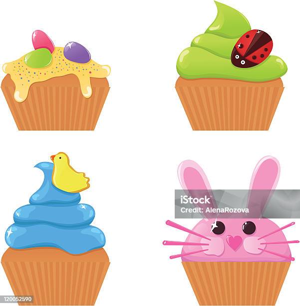 Cupcakes De Pâques Vecteurs libres de droits et plus d'images vectorielles de Cupcake - Cupcake, Pâques, Lapin - Animal