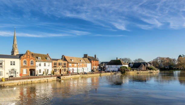St Ives Looking across the river great ouse to the quayside in St Ives cambridgeshire stock pictures, royalty-free photos & images